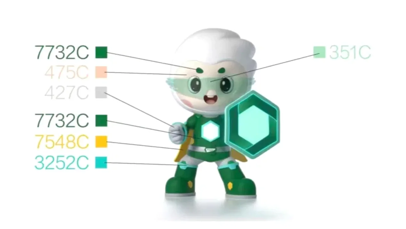 Color reference for the Treezo mascot sculpture