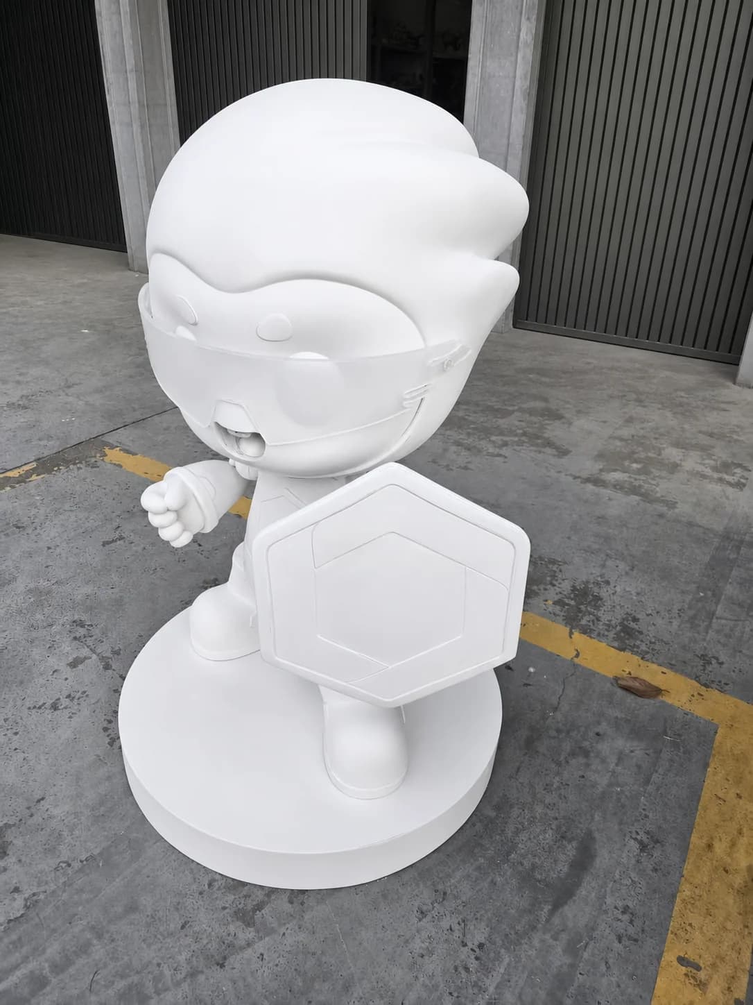 White base form of the Treezo mascot sculpture before color finishing