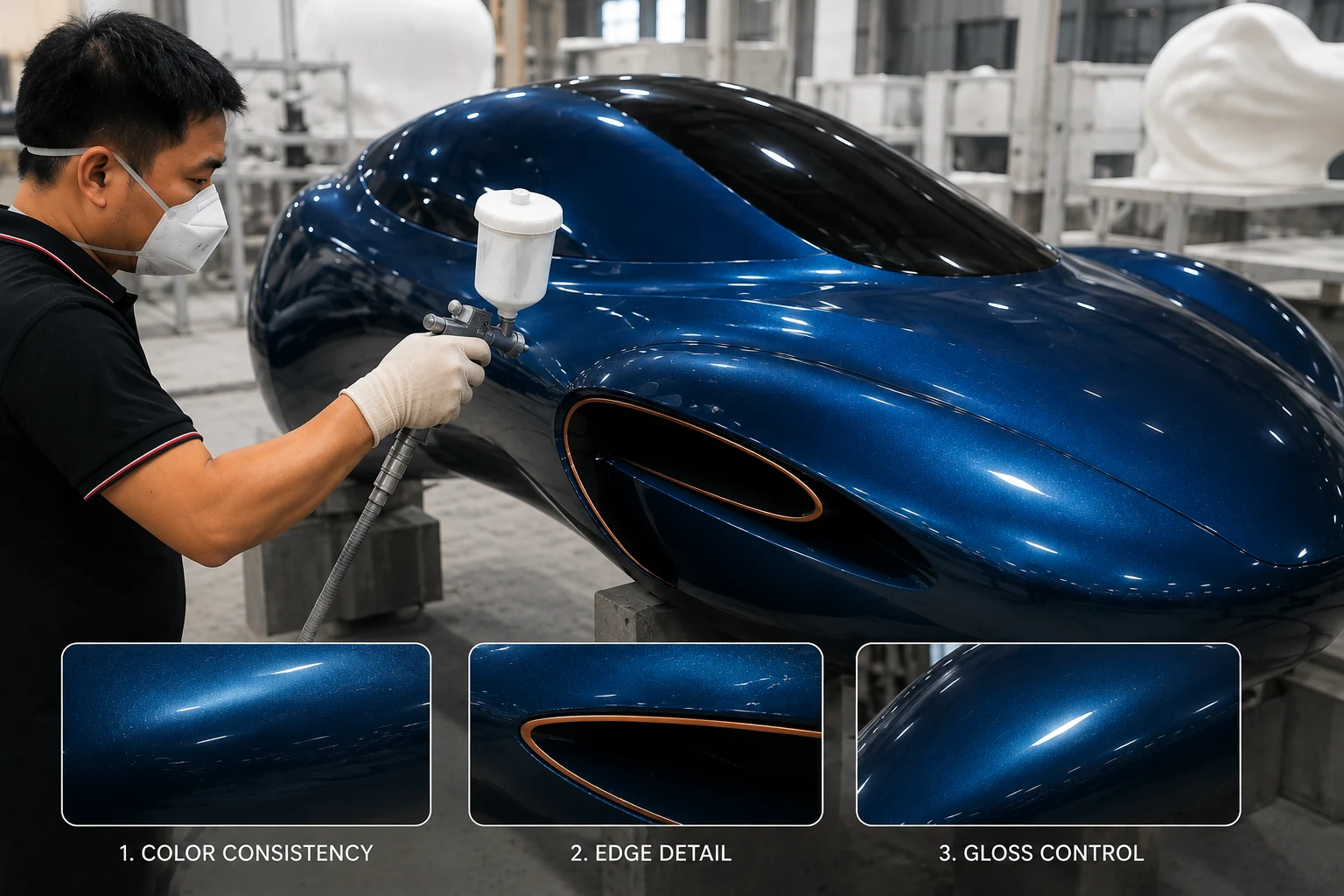 Paint and gloss control on a finished commercial sculpture