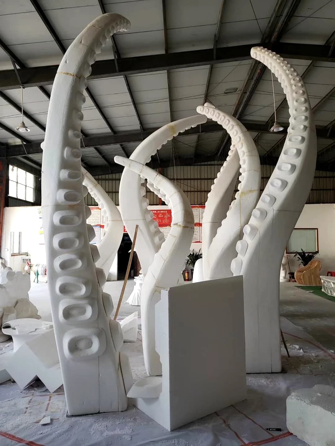 Large sculptural components under fabrication in the YAVIS workshop